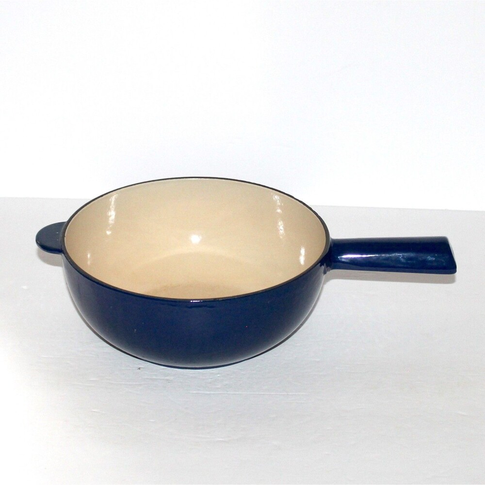 Nomar Cast Iron Fondue Pot Blue Made in France Staub vintage